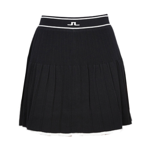 GWSD12903-9999 (W) J.Lindeberg Golf Wear Knitted Pleated Skirt Black