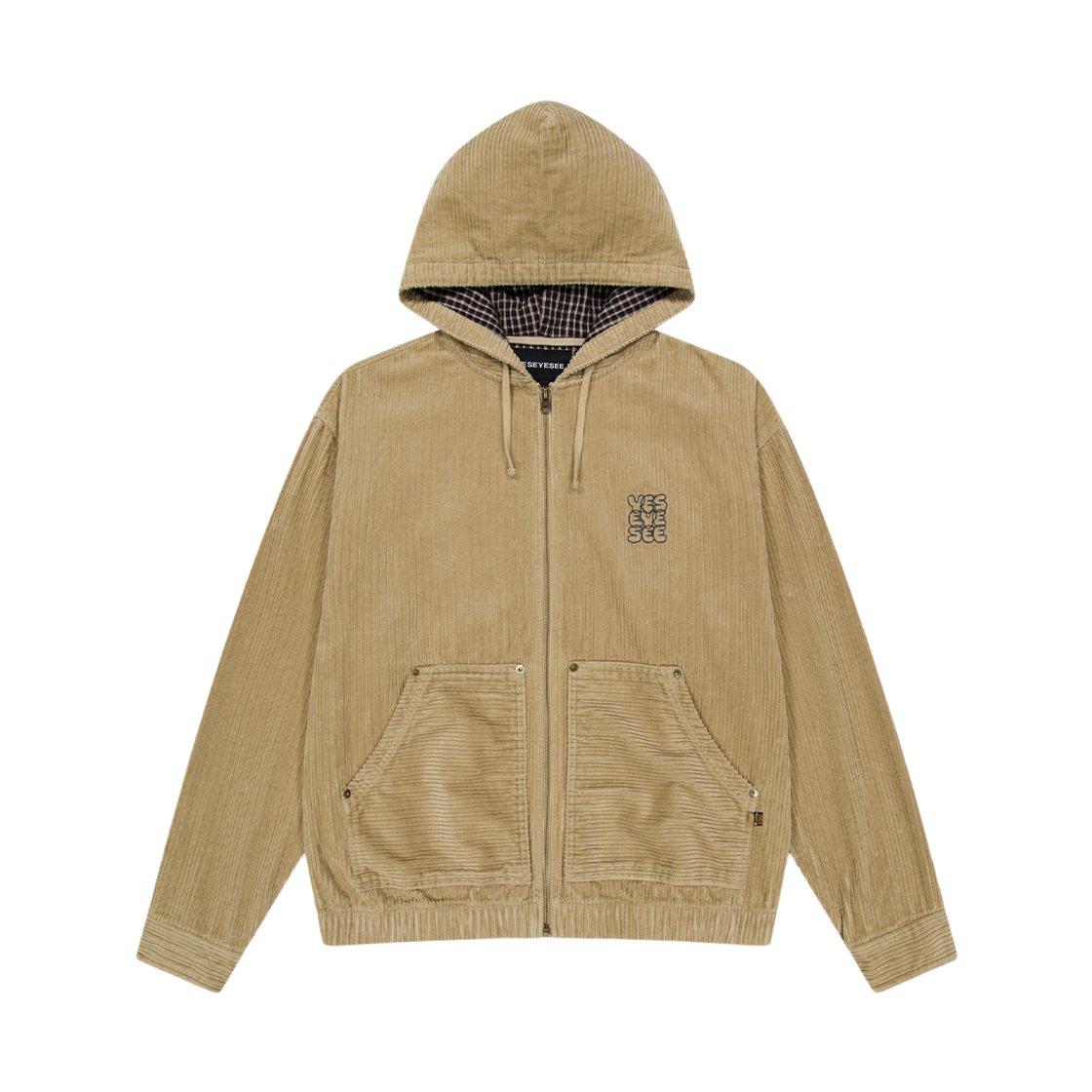 YS253WOWLS06BEI YESEYESEE Corduroy Hooded Zip Jacket Beige