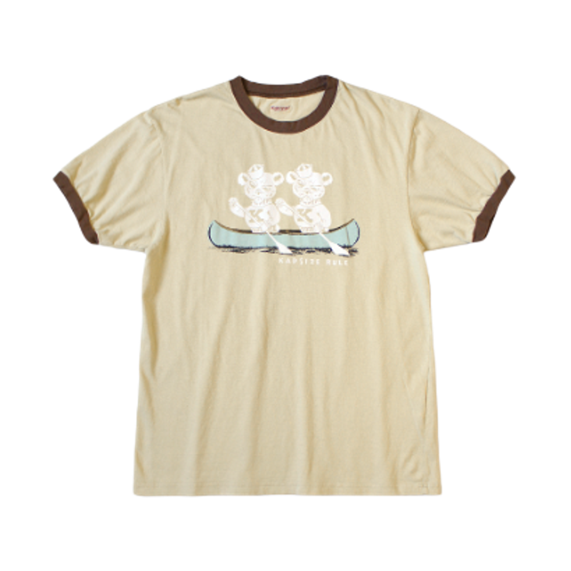 캐피탈 20 저지 링거 티셔츠 K 베어 Pt 베이지(Kapital 20 Jersey Ringer T-Shirt K Bear Pt Beige) - 1