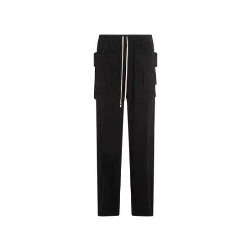DU02E7394-JDB-09 Rick Owens Wide Creatch Cargo Drawstring Pants Black