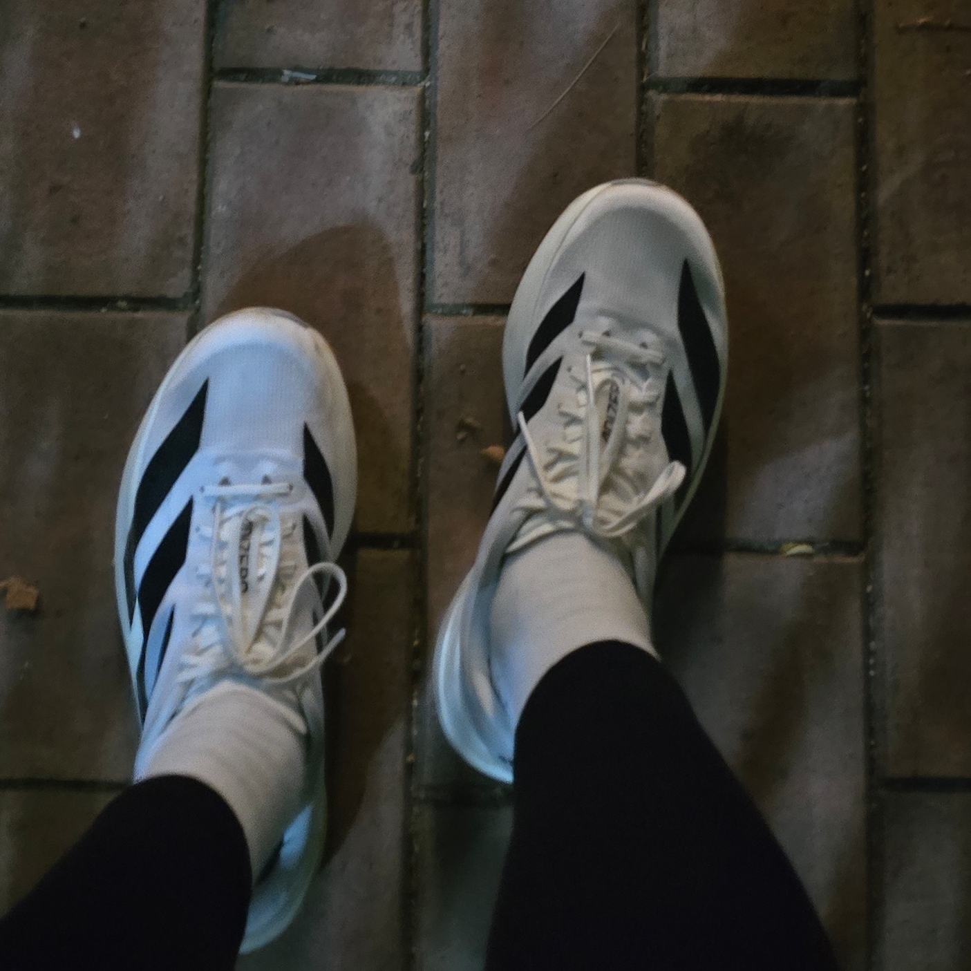 Adidas Adizero EVO SL Cloud White Core Black 착용 스타일