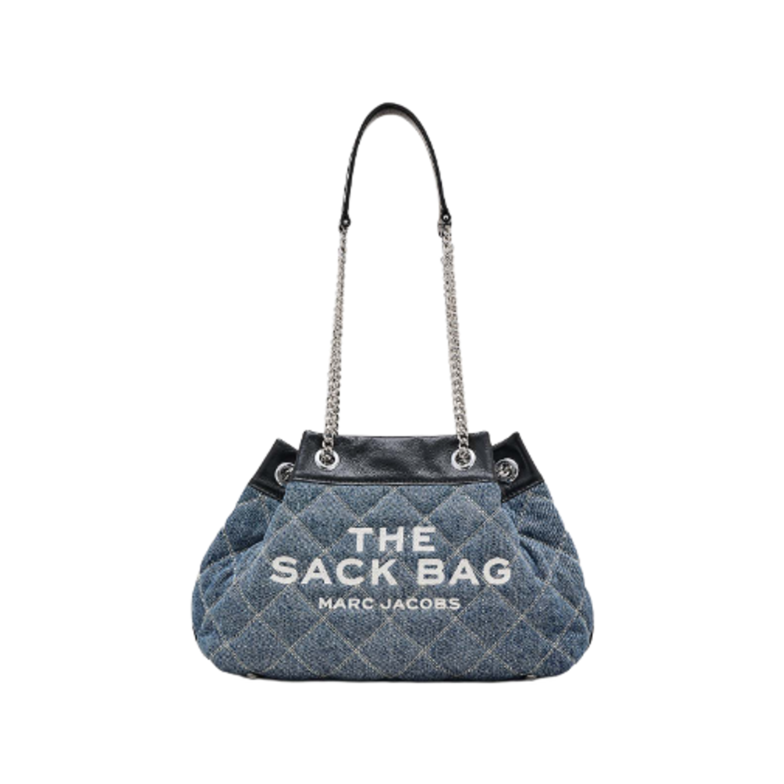 2P5HSH034H03-416 Marc Jacobs The Quilted Denim Chain Sack Bag Blue