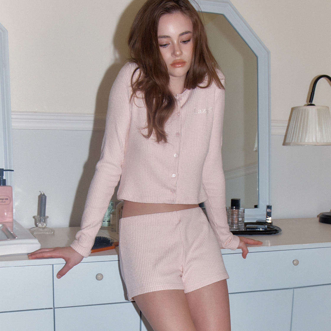 레이지지 스너기 립 쇼츠 핑크(LAZYZ Snuggy Rib Shorts - Pink) - 2