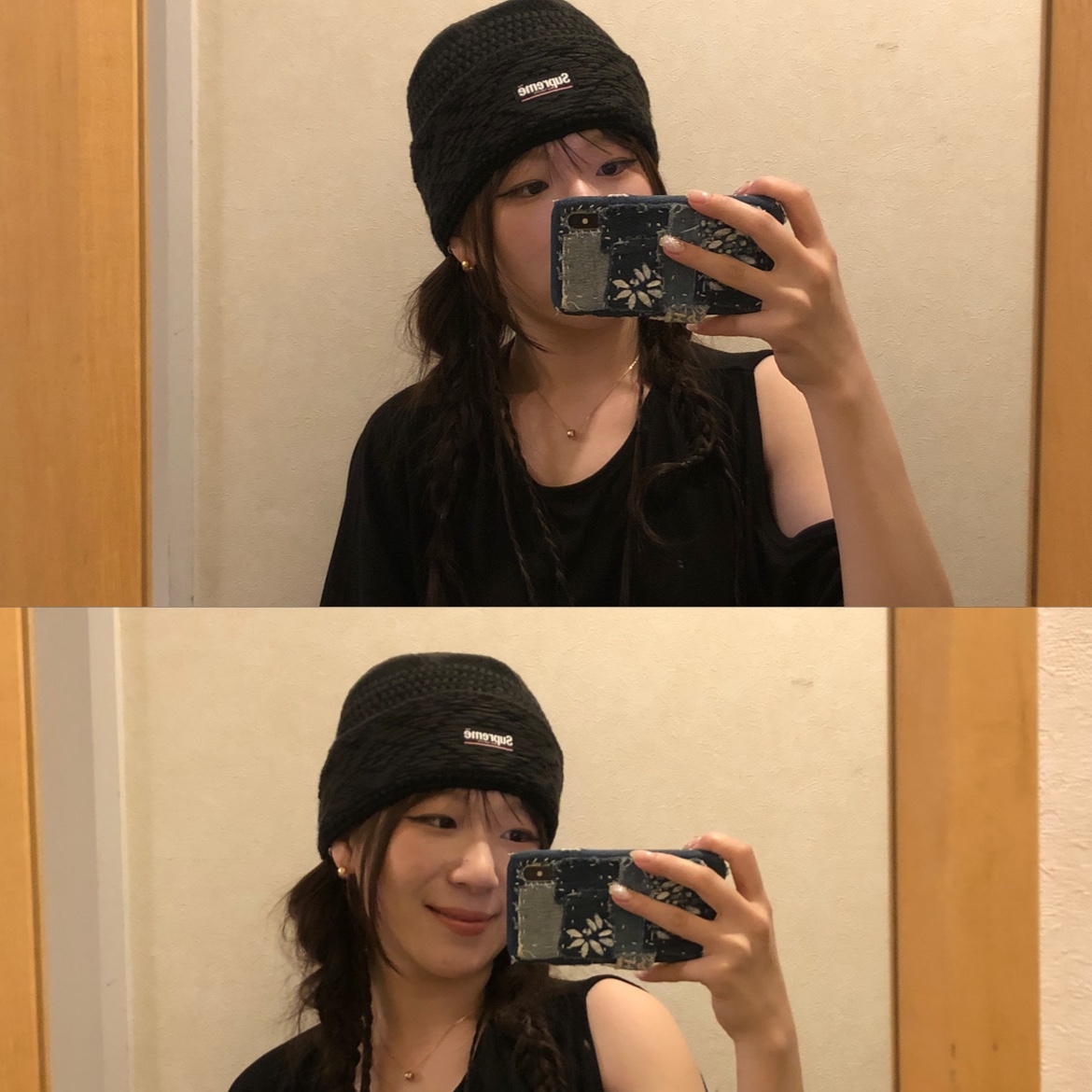 Supreme Diamond Beanie Black - 25FW 착용 스타일 - 4