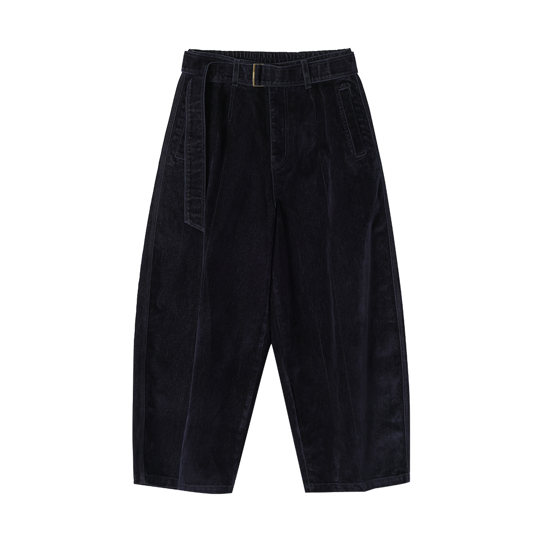 송지오옴므 커브드 와이드 벨티드 데님 네이비