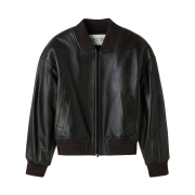 Recto Vintage Effect Leather Bomber Vintage Brown