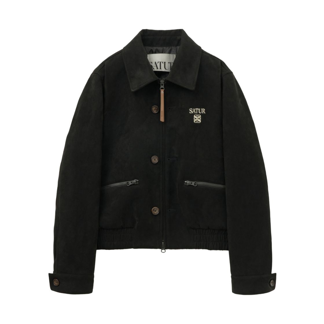 SA253WJP03BLK0 SATUR W Teo Faux Suede Short Jacket Pirate Black