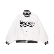 YESEYESEE Y.E.S Snail Logo Stadium Jacket White