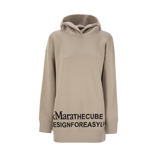 FELPA-004 (W) S Max Mara Felpa Jersey Sweatshirt with Logo Beige