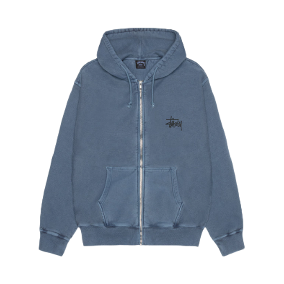 스투시 베이직 피그먼트 다이드 집 후드 네이비(Stussy Basic Pigment Dyed Zip Hoodie Navy)