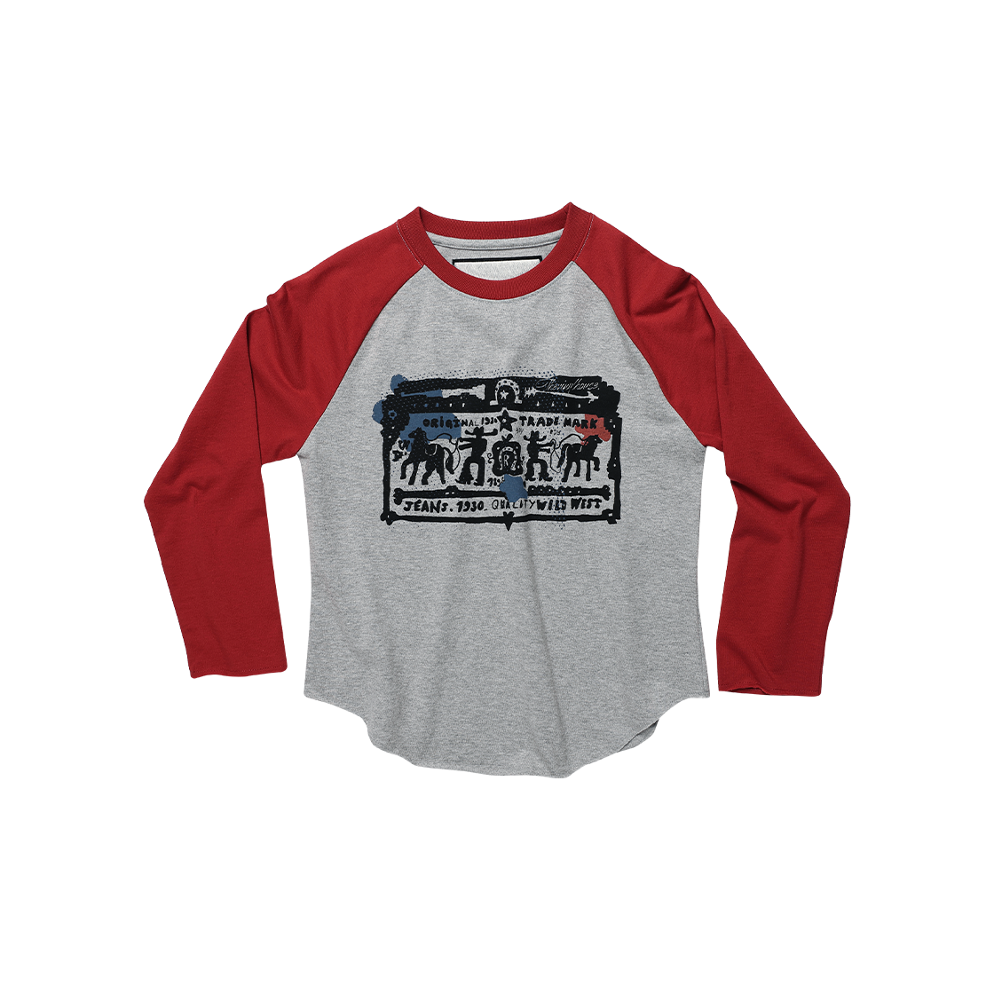 더바이닐하우스 카우보이 픽토그램 래글런 롱슬리브 티셔츠 레드(Thevinylhouse Cowboy Pictogram Raglan LS Tee Red) - 3