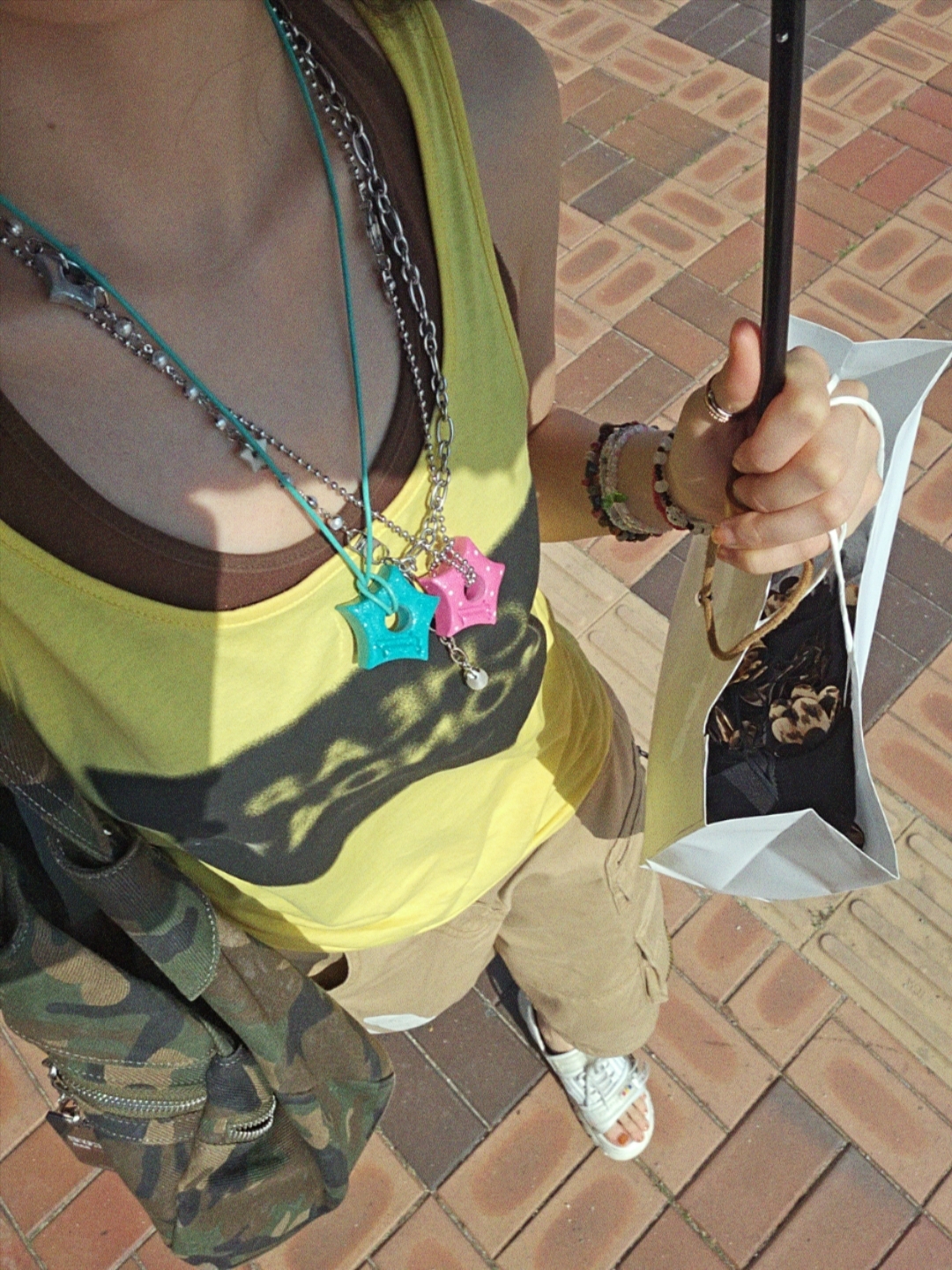 Gleameep Gleaming Star Pendant Mint, Gleameep Gleaming Star Dot Necklace Pink 착용 스타일