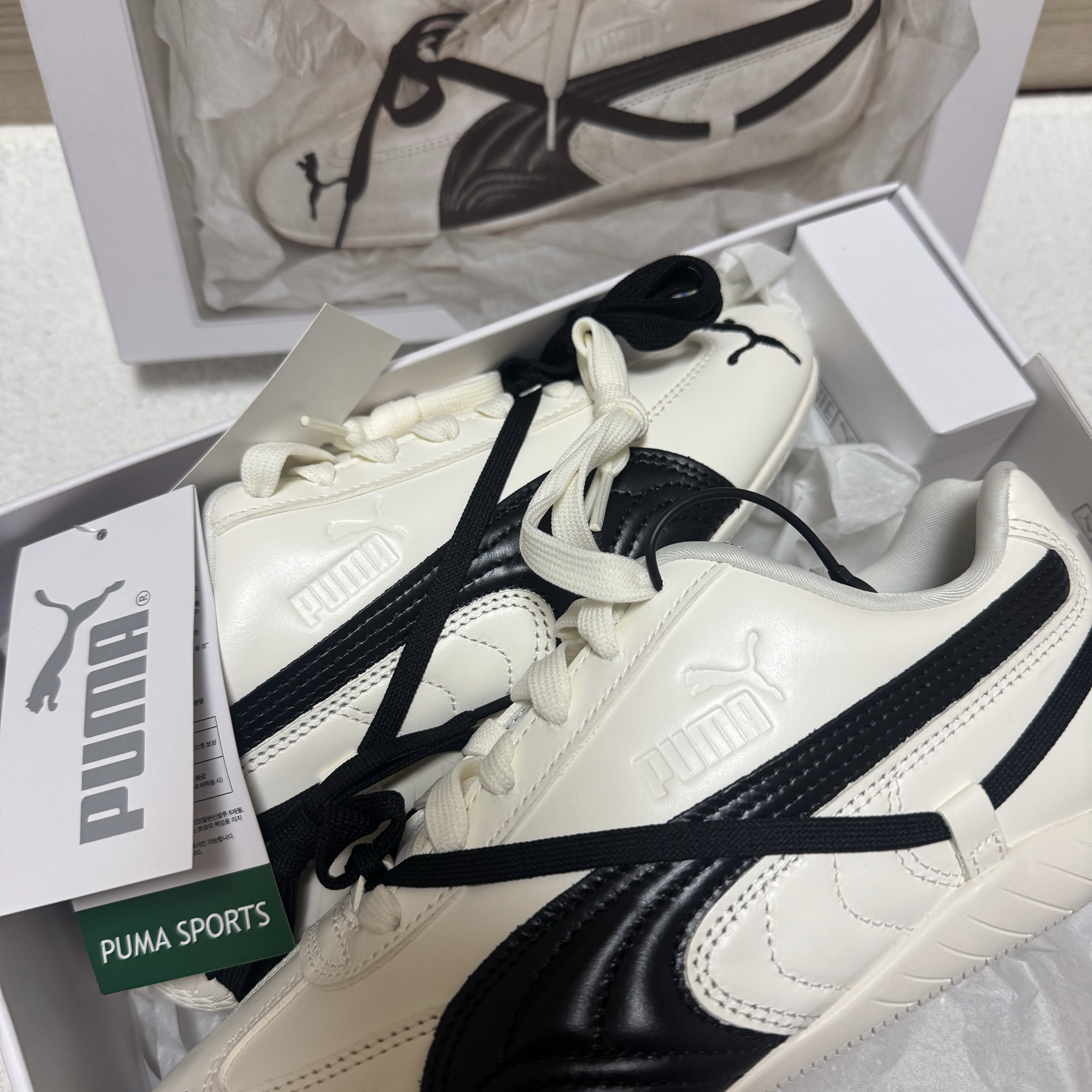 (W) Puma x Rosé Speedcat LEA Warm White Black 착용 스타일