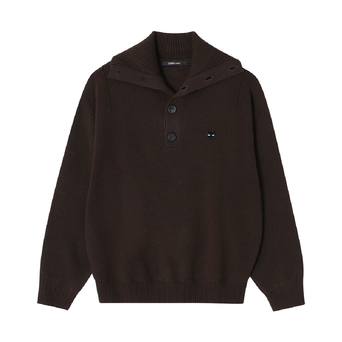 송지오 지제로 팬서 핸드 로프 하이넥 니트 브라운