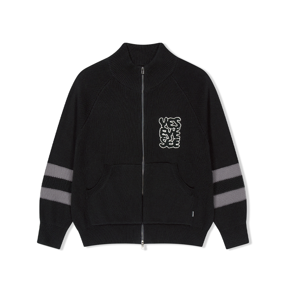 YS253KKNJK02BLK YESEYESEE Front Pocket knit Zip-up Black