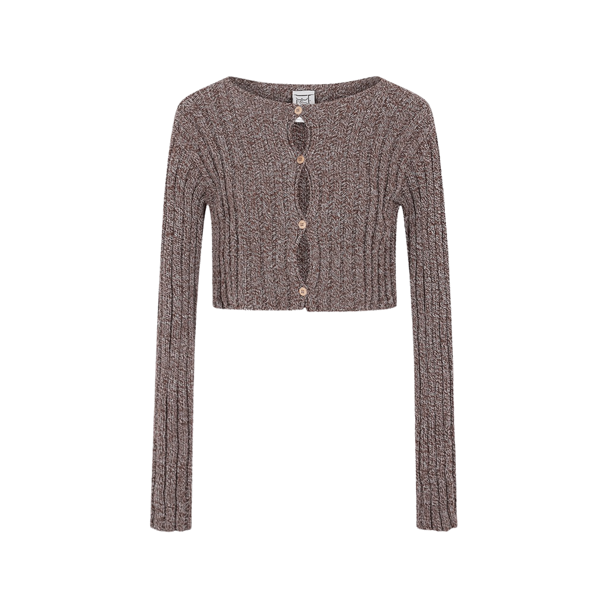 KW4BKNCBR13LG Baserange Women Macau Cardigan Grey Brown Melange