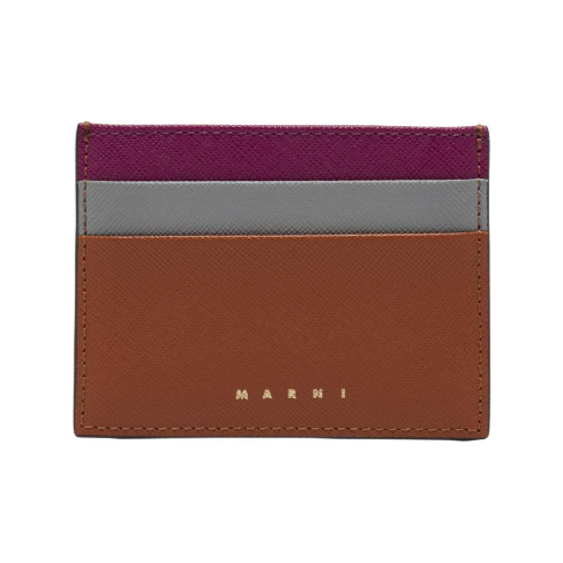 마르니 사피아노 레더 카드 케이스 퍼플 그레이 브라운(Marni Saffiano Leather Card Case Purple Grey Brown)