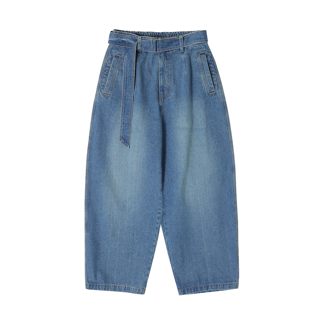 SG5PT526BL Songzio Homme Curve Wide Belted Denim Blue