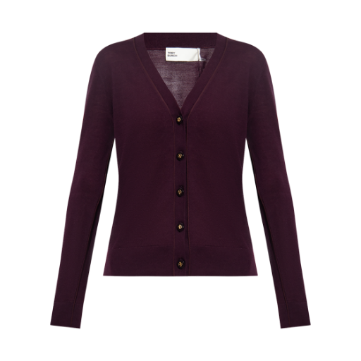 146283-501 (W) Tory Burch Simone Cardigan Bordeaux