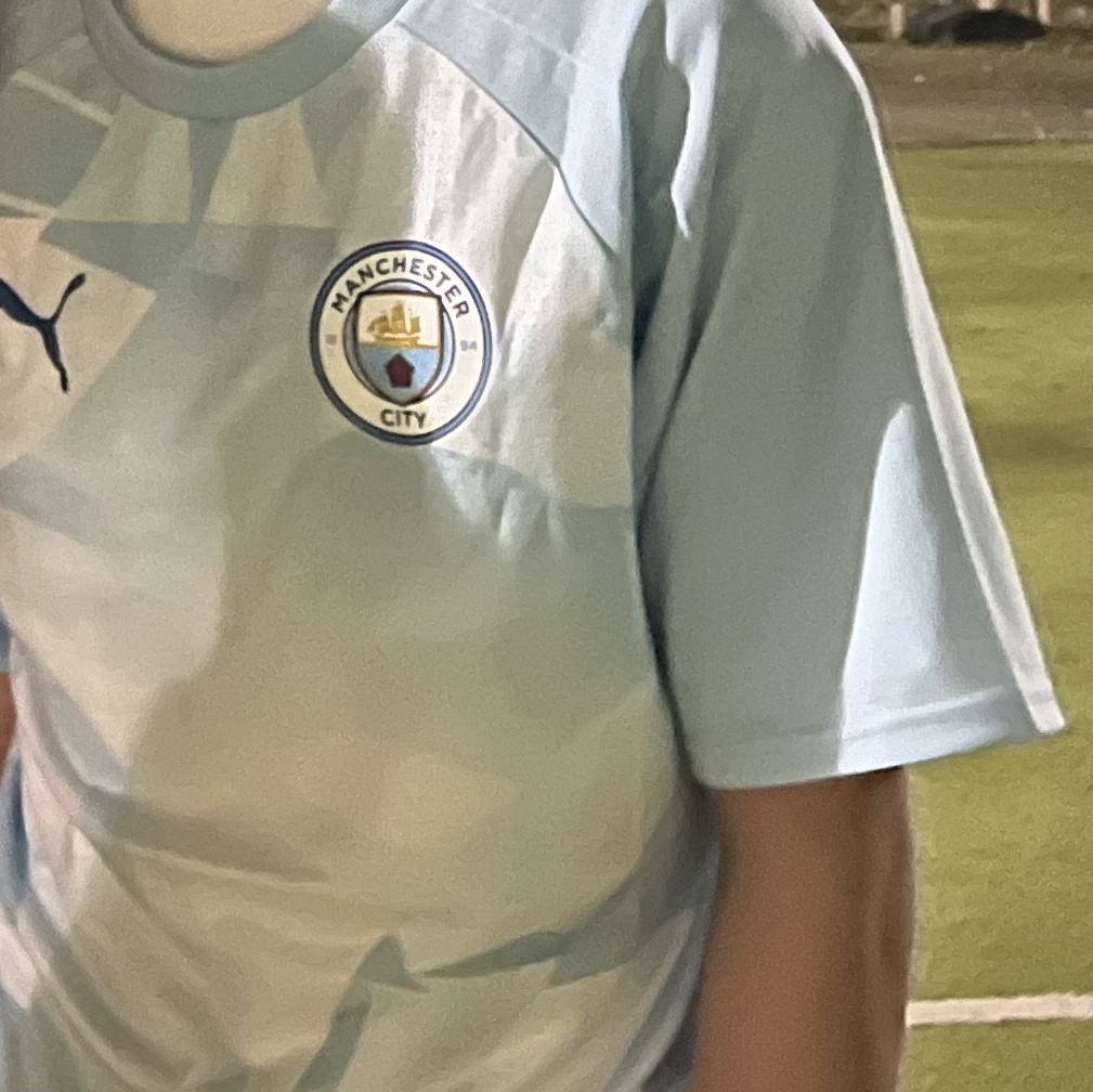 Puma Manchester City 2023/24 Prematch Short Sleeve Jersey Silver Sky Lake Blue 착용 스타일