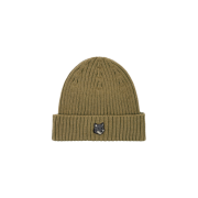 Maison Kitsune Fox Head Large Beanie Canvas Brown