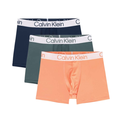 캘빈 클라인 마이크로파이버 3팩 박서 브리프 터뷸런스 파파야 펀치 피콧(Calvin Klein Microfiber 3-pack Boxer Briefs Turbulence Papaya Punch Peacoat)