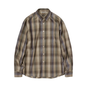 Auralee Super Light Wool Check Shirt Brown Blue