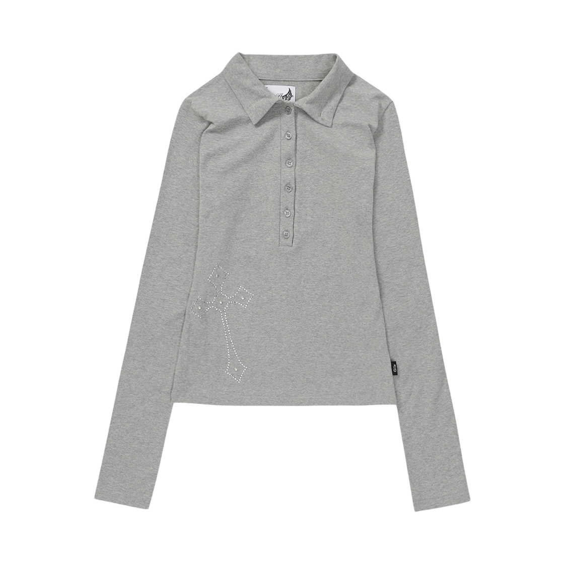 GL25FATP06GY Gila Archive Cross Button Collar Long Sleeve Grey