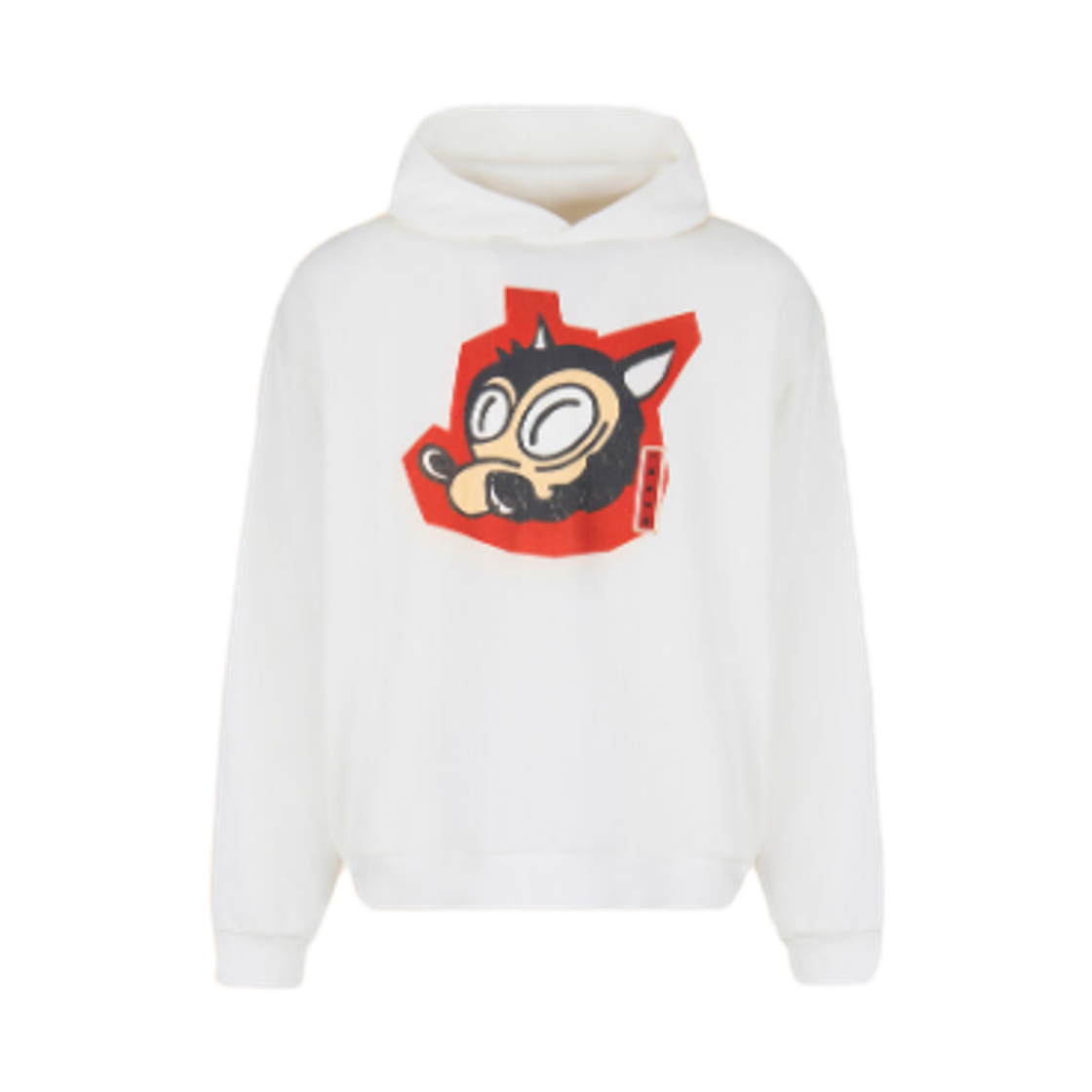 FUMU0067PT-USCY40-PRW01 Marni Cotton Hoodie with Wolf Print  Lilywhite