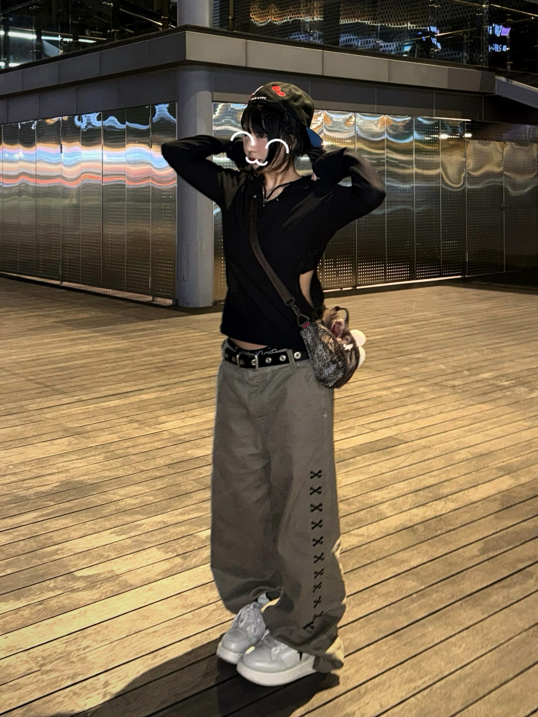 Converse x Drkshdw Turbowpn Ox Pelican, Aoiro The Death Of Chrome Work Pants Washed Olive 착용 스타일 - 1
