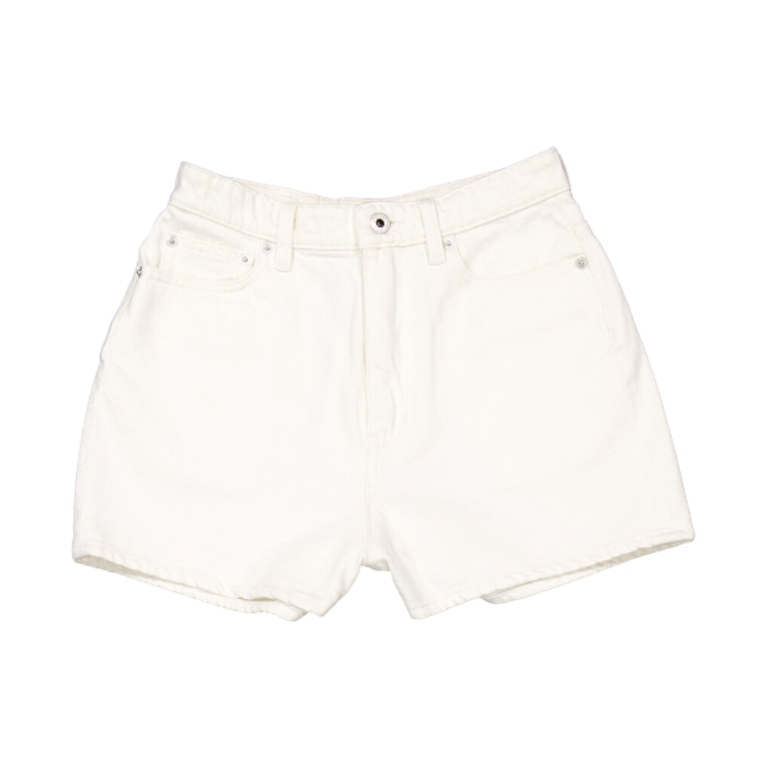 (W) 겐조 하이 웨이스트 로고 패치 쇼츠 화이트((W) Kenzo High Waisted Logo Patch Shorts White)