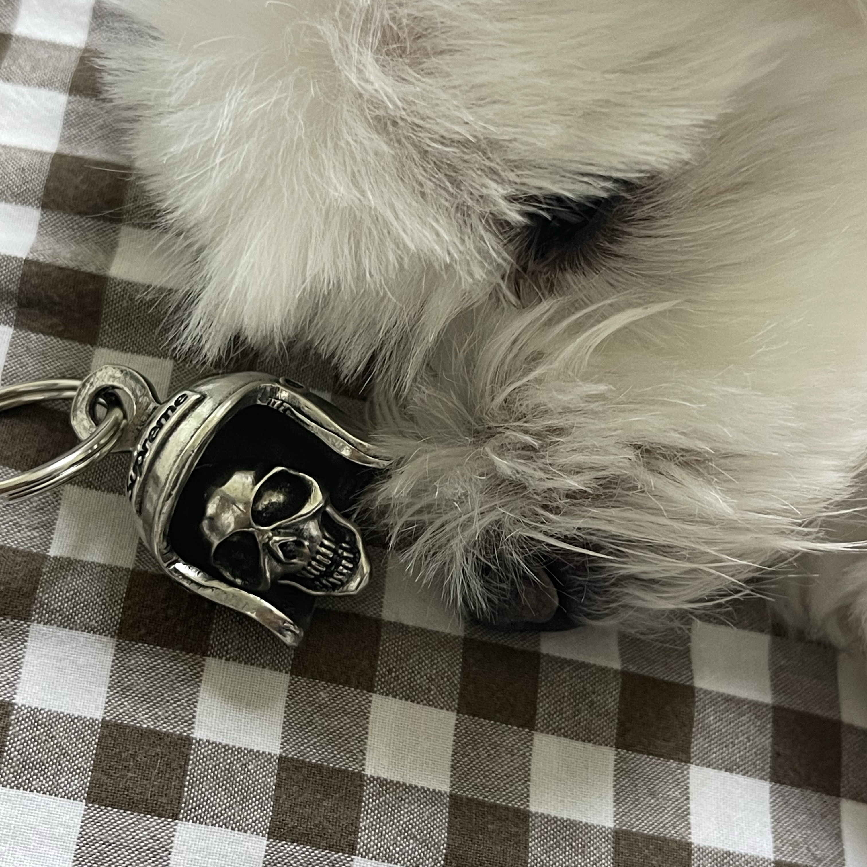 Supreme Skull Bell Keychain Silver - 25SS 착용 스타일 - 1