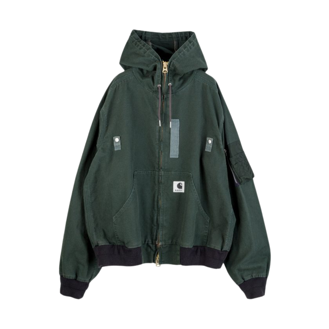 사카이 x 칼하트 WIP 워시드 덕 후드 블루종 그린(Sacai x Carhartt WIP Washed Duck Hooded Blouson Green)
