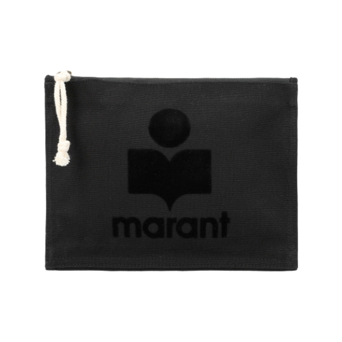PO0046FA-A1X18M-01BK Isabel Marant Netia Faded Cotton Clutch Bag with Logo Black - 25FW