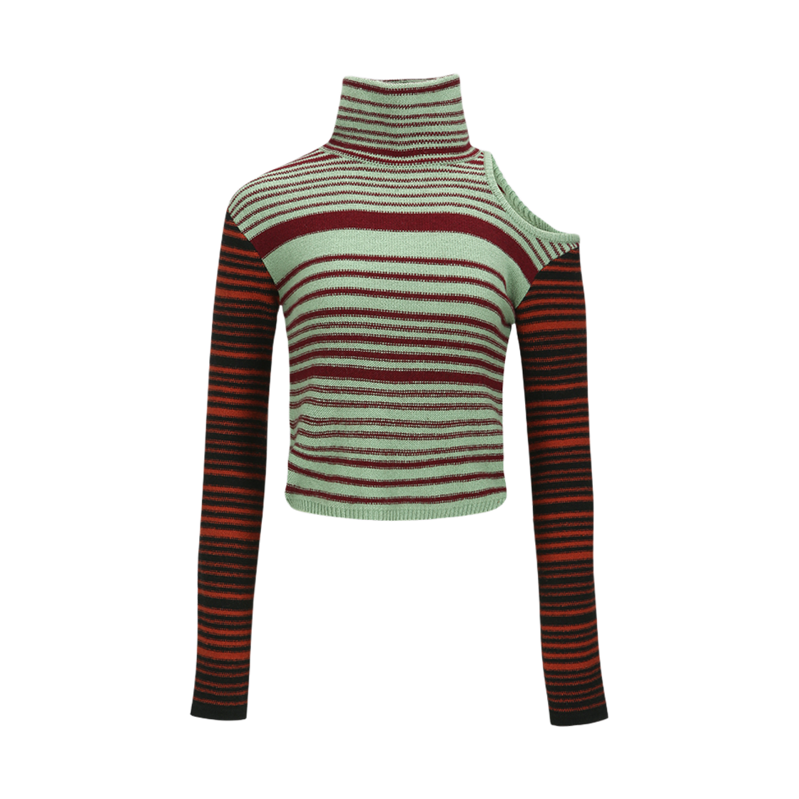 atb1356w(GREEN) ADSB Andersson Bell Elodie Multi Stripe Cut-Out Top Green