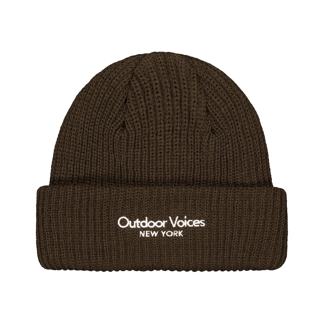 아웃도어보이스 클래식 로고 엔와이 커프 비니 브라운(Outdoor Voices Classic Logo Ny Cuff Beanie Brown)