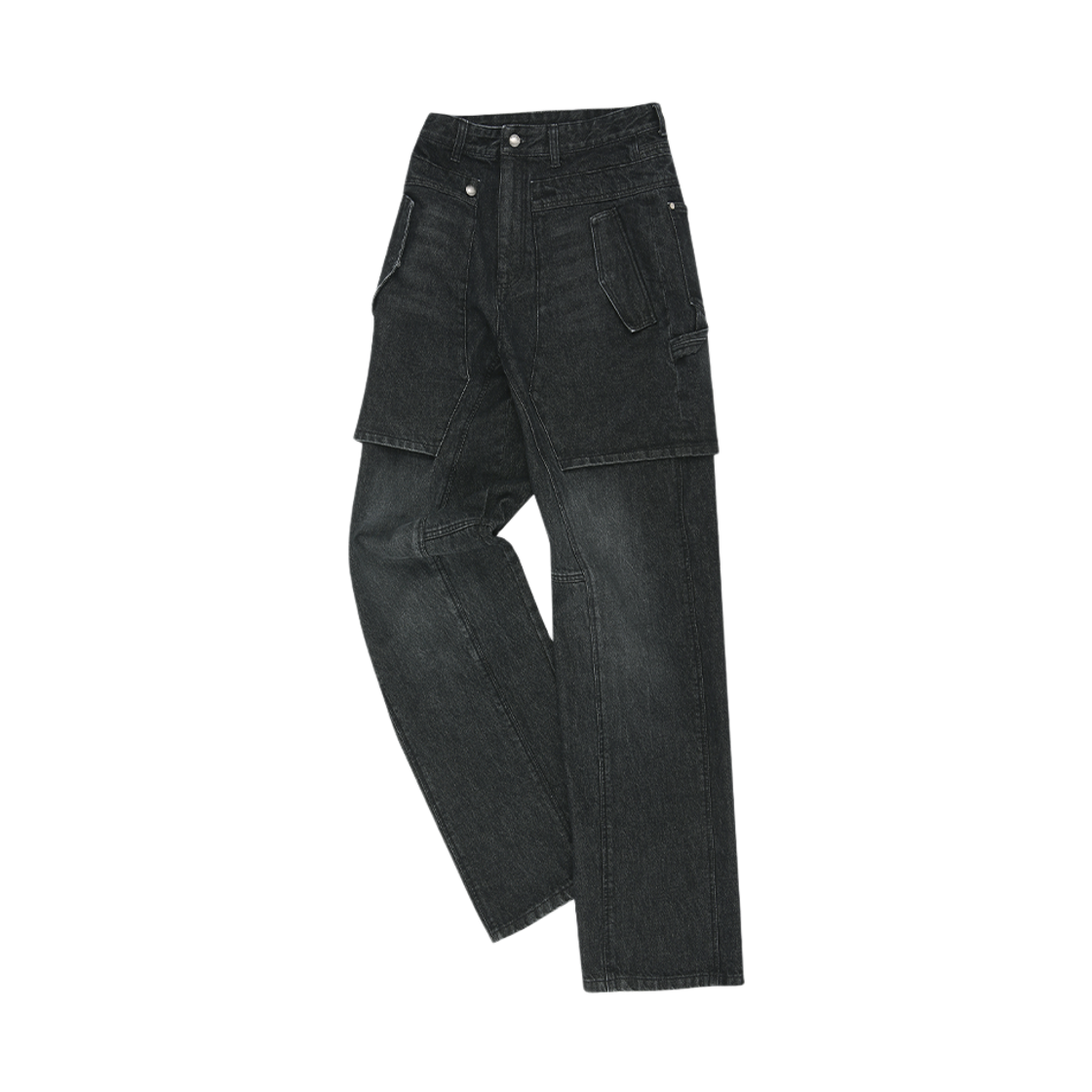 apa838u(WASHED BLACK) ADSB Andersson Bell Unisex Raptor Layered Wide-Leg Jeans Washed Black