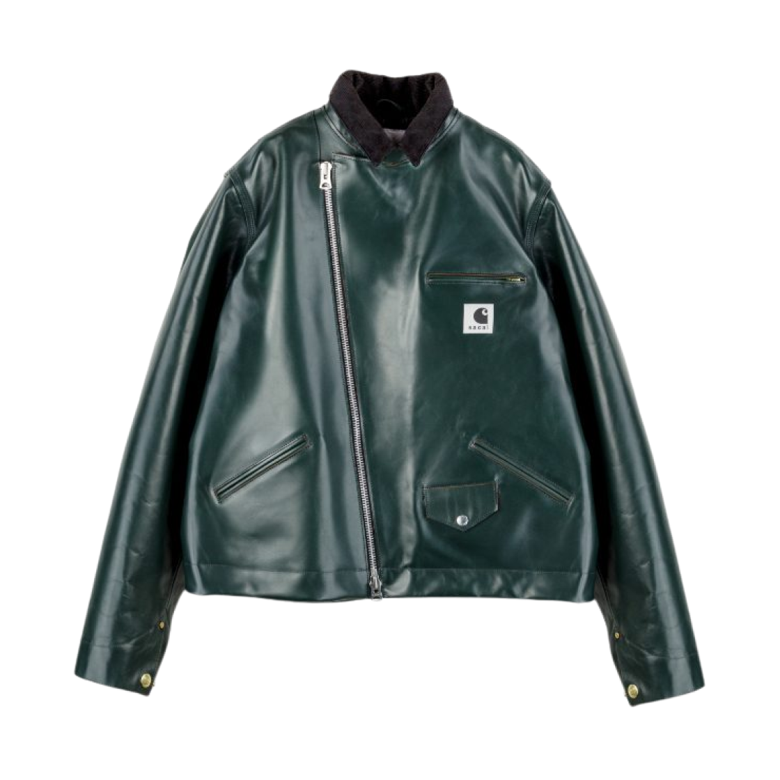 25-03857M-551 Sacai x Carhartt WIP Leather Jacket Green