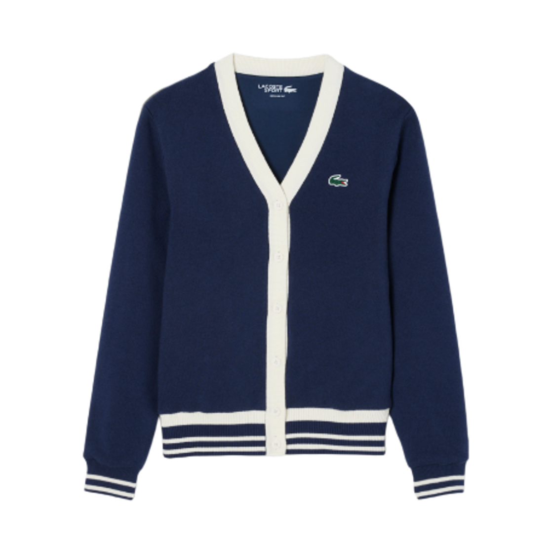 (W) 라코스테 골프 가디건 네이비 블루 화이트((W) Lacoste Golf Cardigan Navy Blue White)