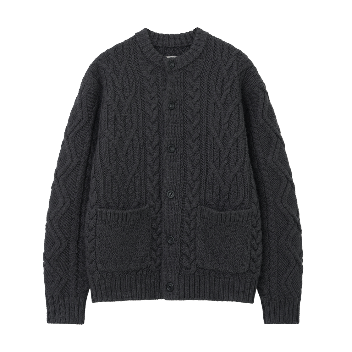 UB2599CD240MCH Uniform Bridge Heavy Wool Cable Cardigan Charcoal