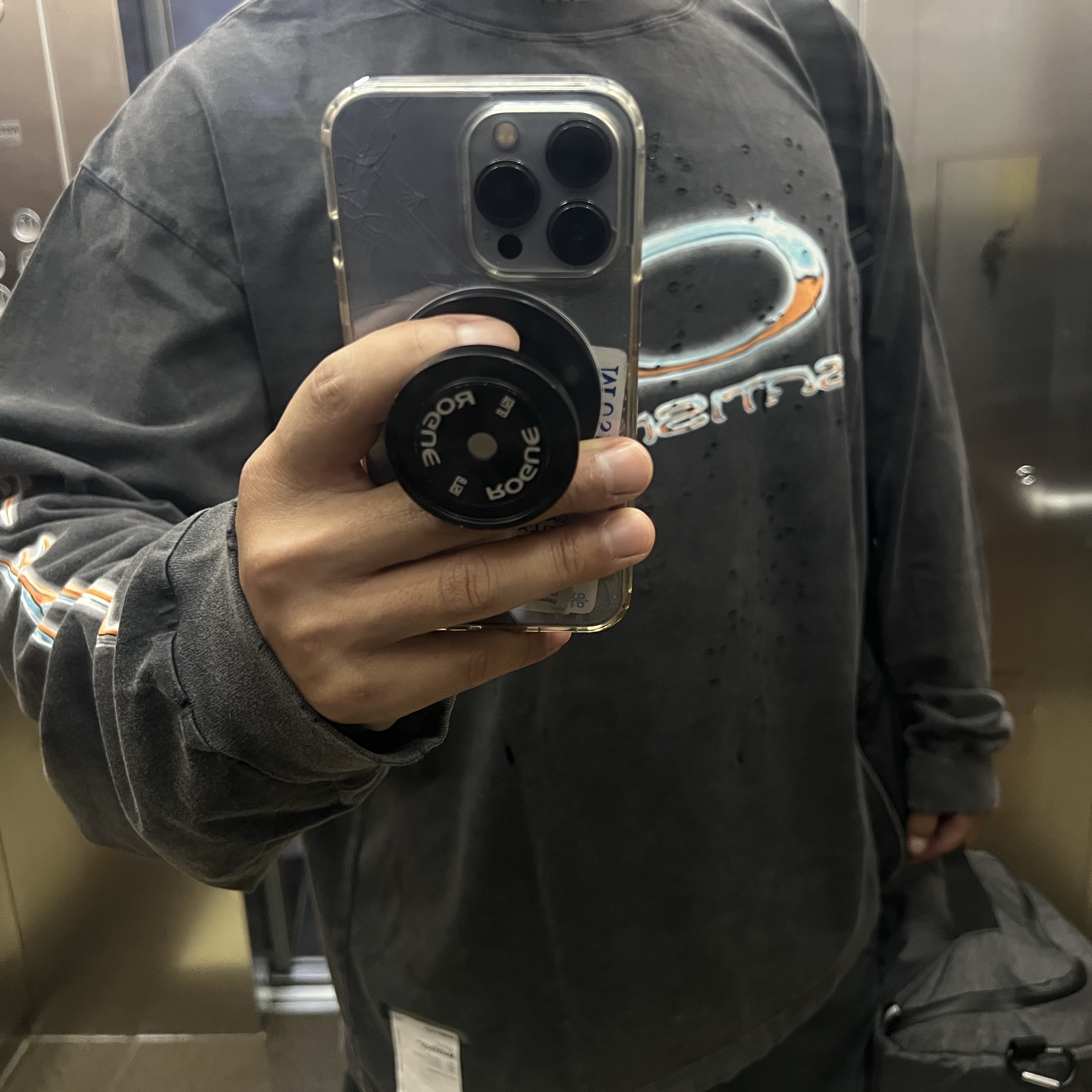 Oakley x Satisfy Mothtech Long T-Shirt Aged Black, Oakley Eye Jacket Redux Silver Frame Prizm Black Polarized Lenses High Bridge Fit 착용 스타일 - 4