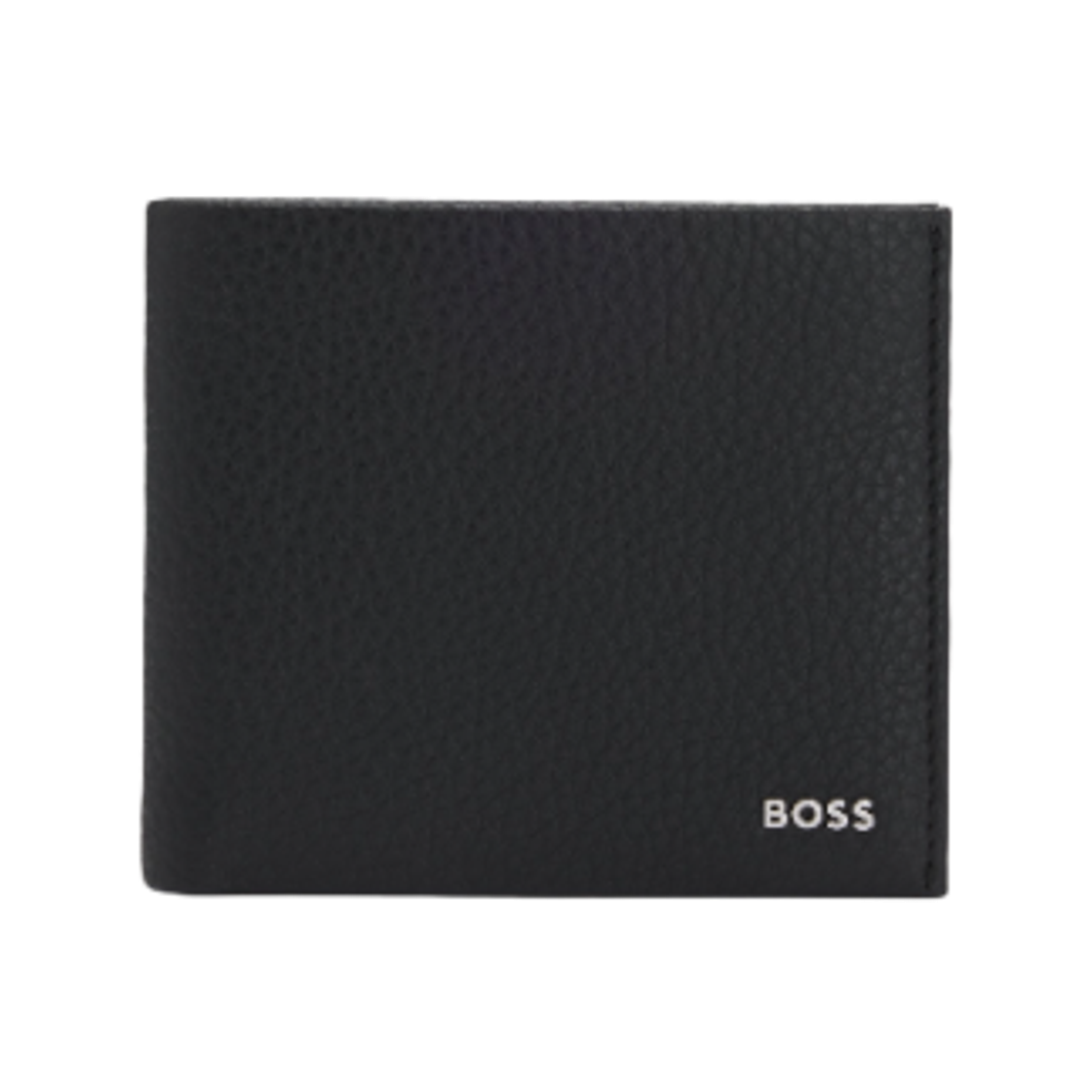 50529496-001 Hugo Boss Grained Leather Bi-Fold Wallet with Metal Logo Black