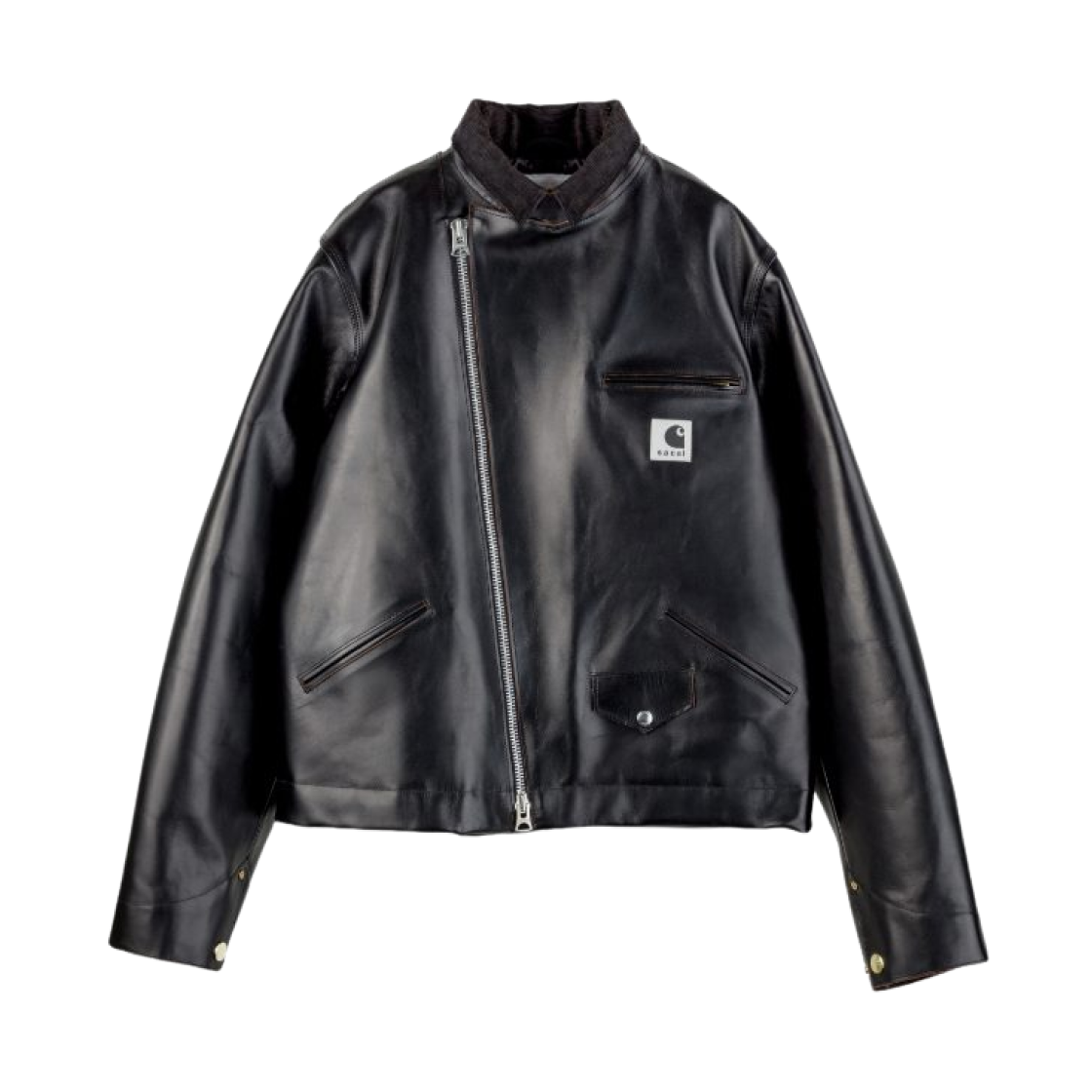 25-03857M-001 Sacai x Carhartt WIP Leather Jacket Black