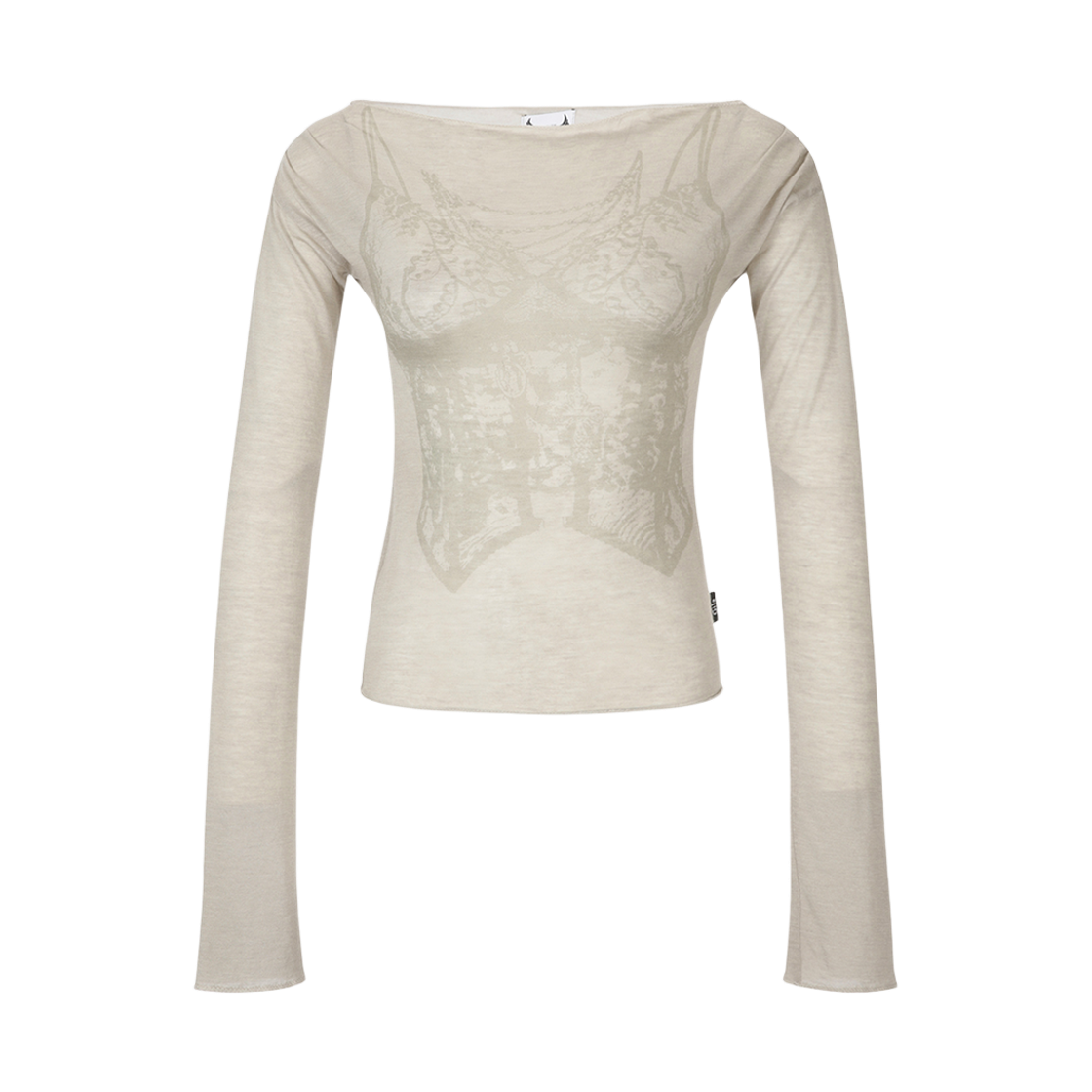 GL25FATP10BE Gila Archive Corset Sheer Long Sleeve Beige