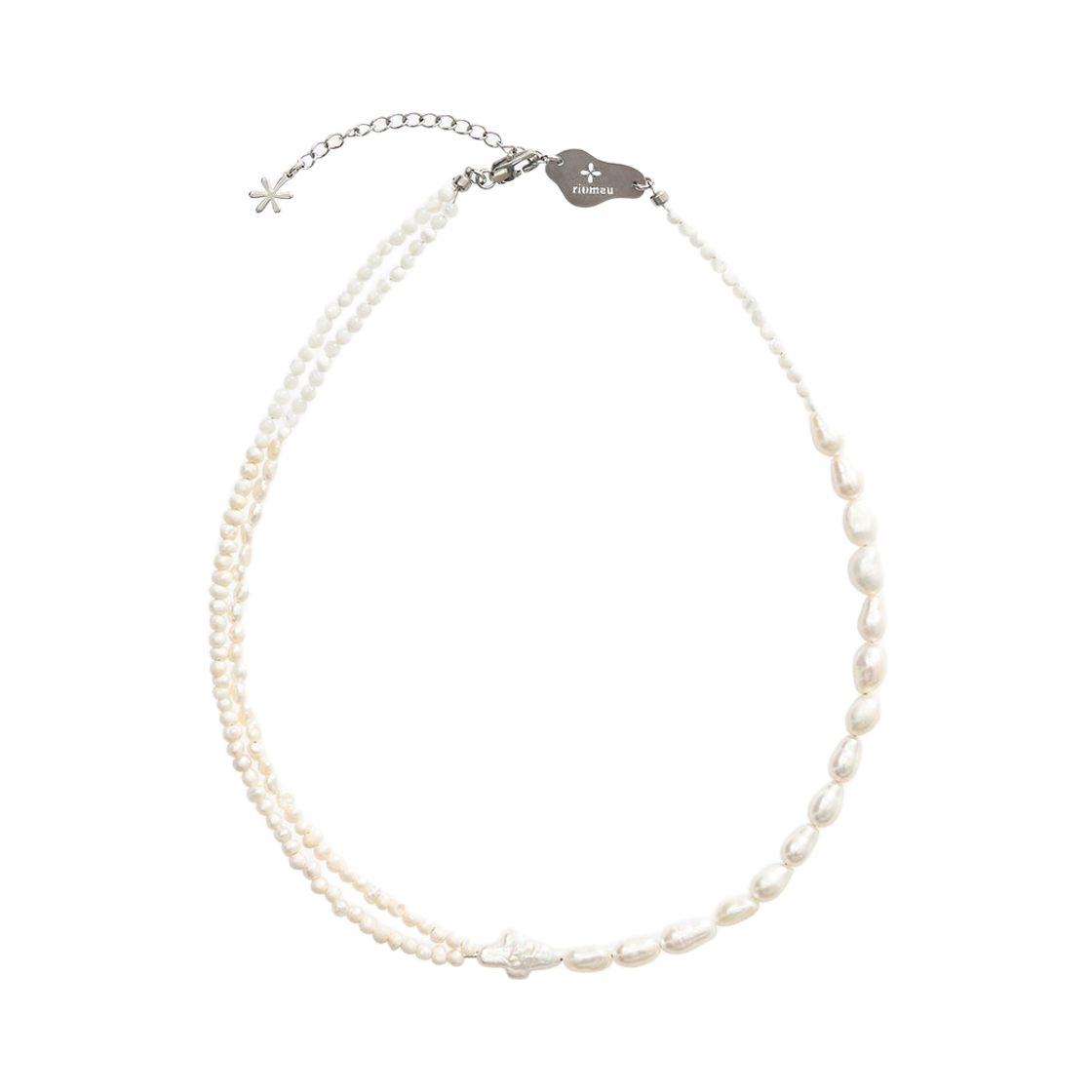 리오므 언발란스 두줄 진주 목걸이(Riomeu Unbalanced pearl necklace)