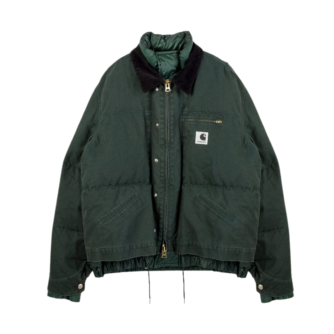 사카이 x 칼하트 WIP 워시드 덕 퍼퍼 자켓 그린(Sacai x Carhartt WIP Washed Duck Puffer Jacket Green)