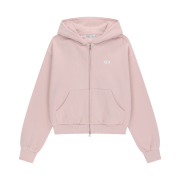 Outdoor Voices Logo Crop Zip Up Sweat Hoodie Light Pink