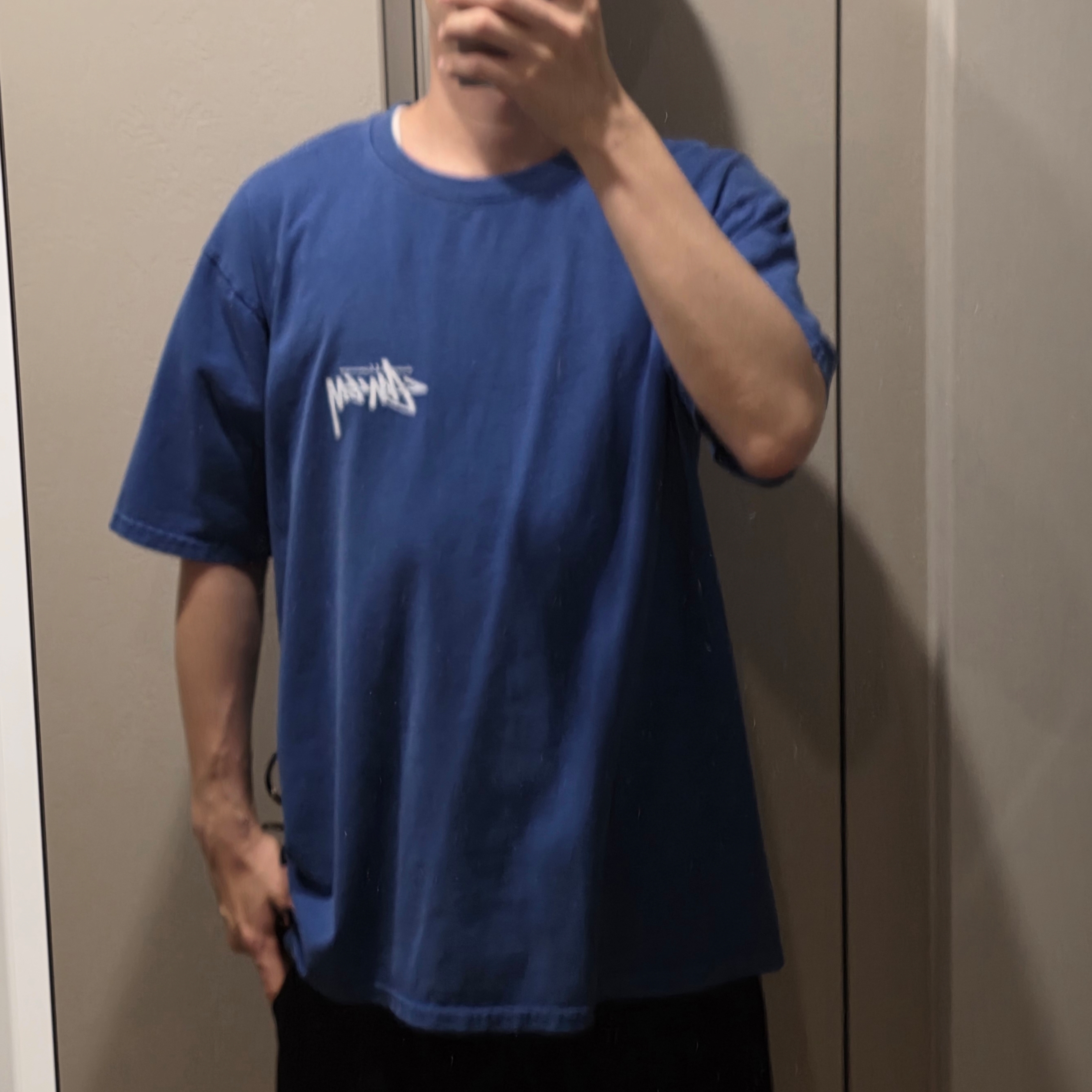 Stussy Skate Posse Pigment Dyed T-Shirt Blue 착용 스타일