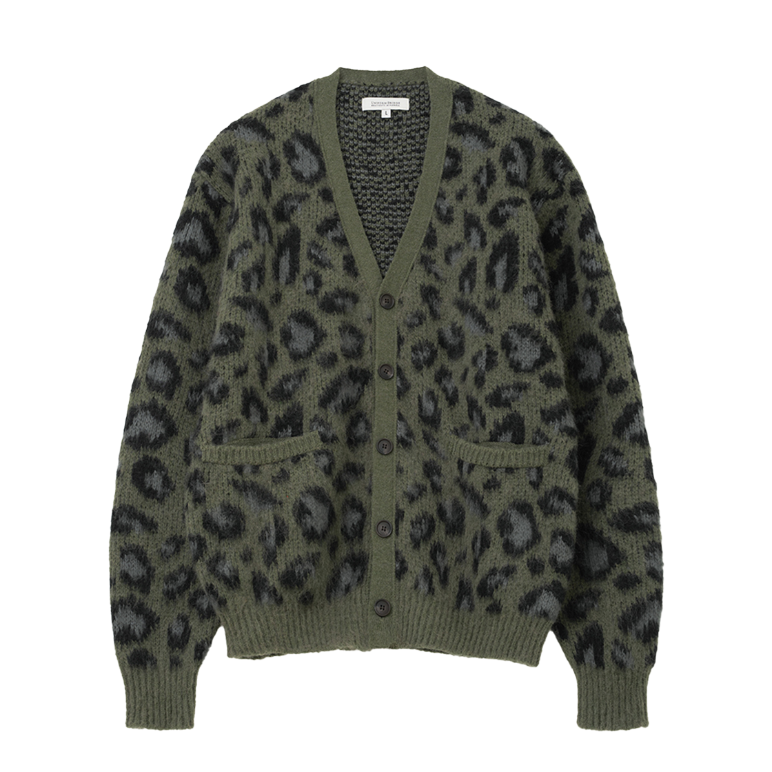 UB2599CD221MOL Uniform Bridge Leopard V-Neck Cardigan Olive
