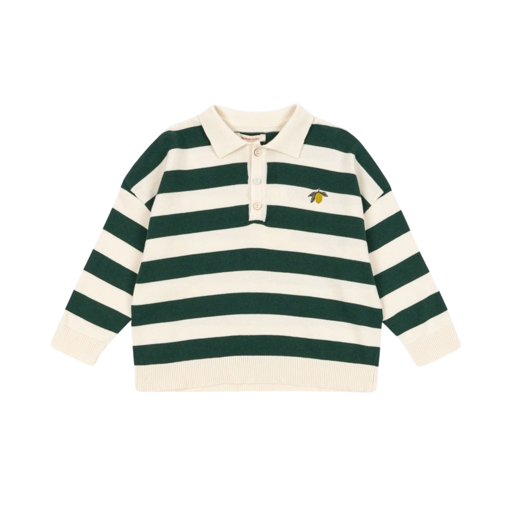 콩제슬래드 마니스 니트 폴로 스트라이프(Konges Sløjd Manis Knit Polo Pine Grove Stripe)